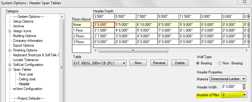 Window And Door Header Size Chart